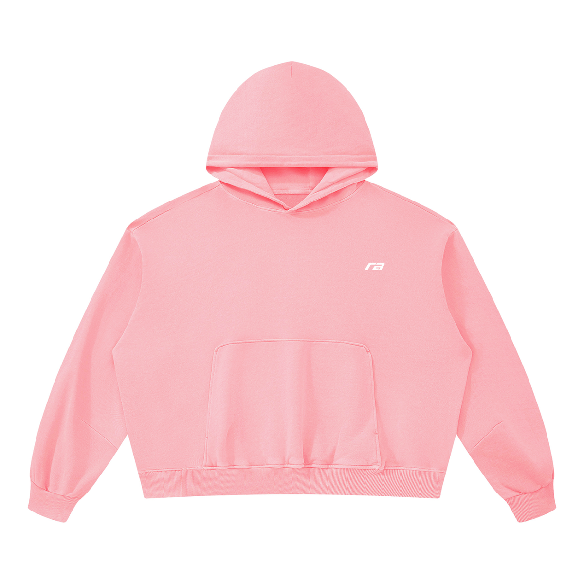 A light pink cropped hoodie with a white 'SCHMELON APPAREL' logo printed on the left chest, displayed on a clean white background.
