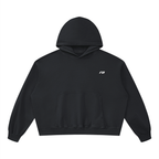 A dark gray cropped hoodie with a black and white dripping paint splatter graphic across the chest, displayed on a solid white background.
