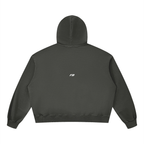 A dark gray cropped hoodie shown from the back, featuring a small white 'rb' logo on the center back, set against a plain white background.