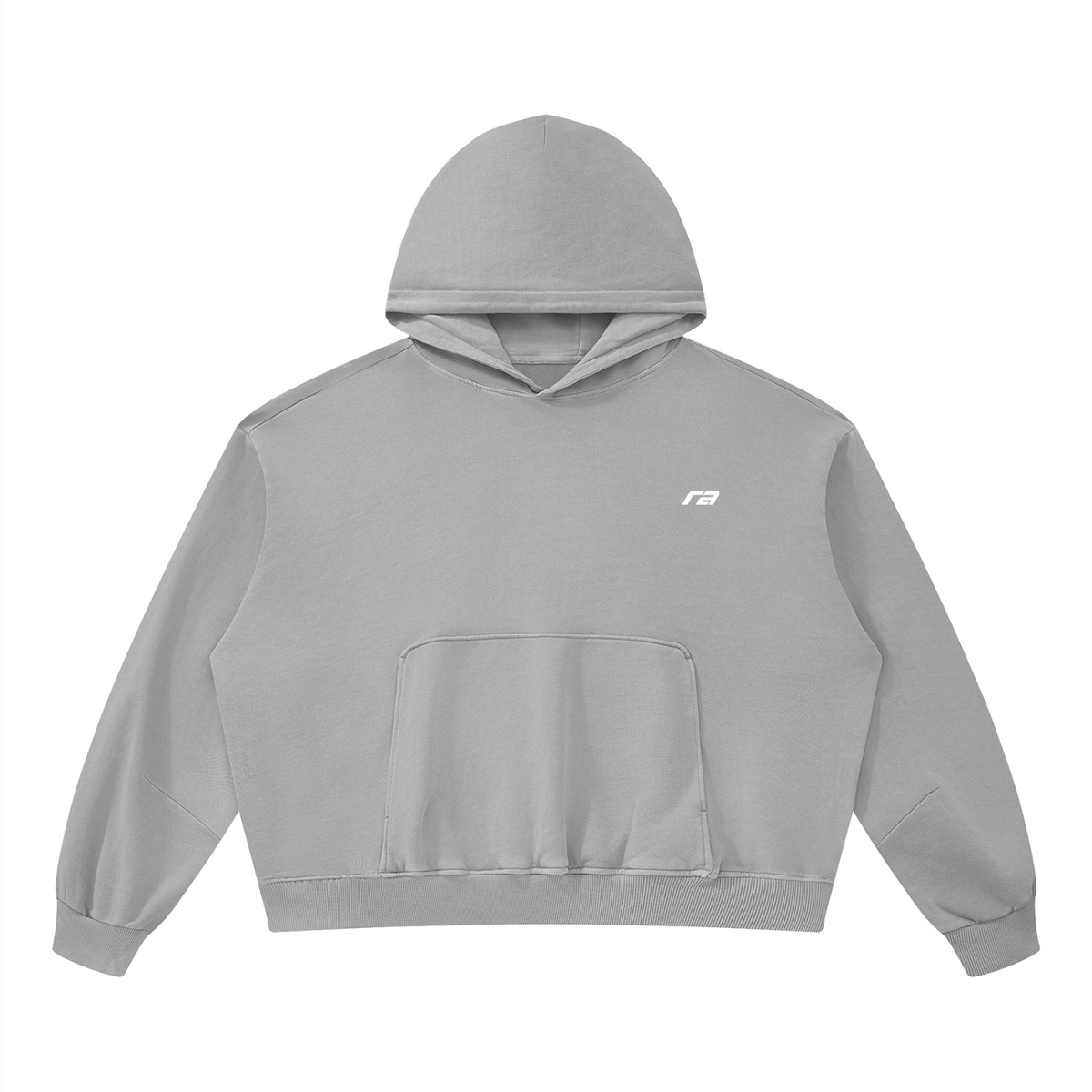 A light gray cropped hoodie with 'JAT' printed in white outline letters across the chest, displayed on a solid white background.