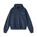 A bLUE pullover hoodie shown from the back, featuring a white 'revivalathletic' logo printed across the upper back, set against a plain white background.