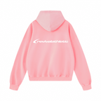 A PINK pullover hoodie shown from the back, featuring a white 'revivalathletic' logo printed across the upper back, set against a plain white background.