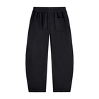 Black wide-leg sweatpants with an elastic waistband and a side pocket, shown flat on a white background.